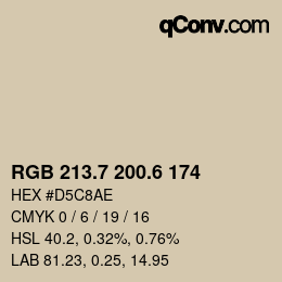 カラーコード: RGB 213.7 200.6 174 | qconv.com