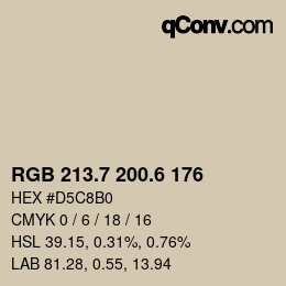 カラーコード: RGB 213.7 200.6 176 | qconv.com