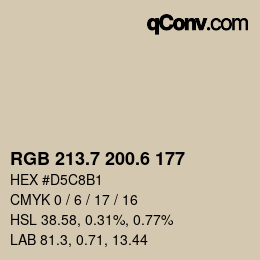 カラーコード: RGB 213.7 200.6 177 | qconv.com