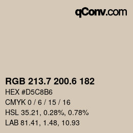 カラーコード: RGB 213.7 200.6 182 | qconv.com