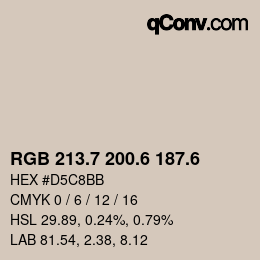 カラーコード: RGB 213.7 200.6 187.6 | qconv.com