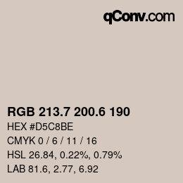 カラーコード: RGB 213.7 200.6 190 | qconv.com