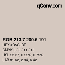 カラーコード: RGB 213.7 200.6 191 | qconv.com