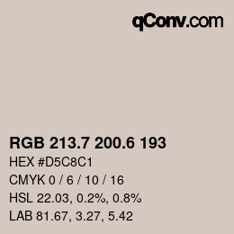 カラーコード: RGB 213.7 200.6 193 | qconv.com