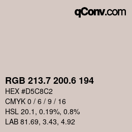 カラーコード: RGB 213.7 200.6 194 | qconv.com