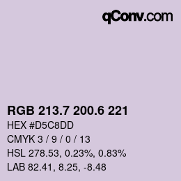 カラーコード: RGB 213.7 200.6 221 | qconv.com