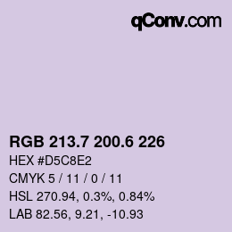 カラーコード: RGB 213.7 200.6 226 | qconv.com