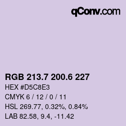 カラーコード: RGB 213.7 200.6 227 | qconv.com