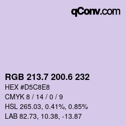 カラーコード: RGB 213.7 200.6 232 | qconv.com