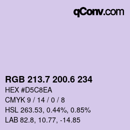 カラーコード: RGB 213.7 200.6 234 | qconv.com