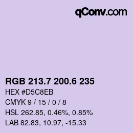 カラーコード: RGB 213.7 200.6 235 | qconv.com