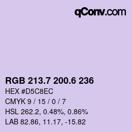 カラーコード: RGB 213.7 200.6 236 | qconv.com