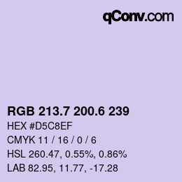 カラーコード: RGB 213.7 200.6 239 | qconv.com