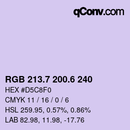 カラーコード: RGB 213.7 200.6 240 | qconv.com