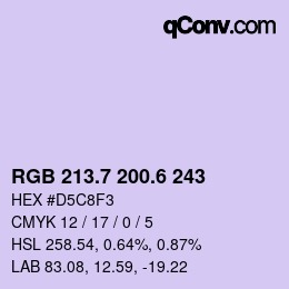 カラーコード: RGB 213.7 200.6 243 | qconv.com