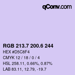 カラーコード: RGB 213.7 200.6 244 | qconv.com
