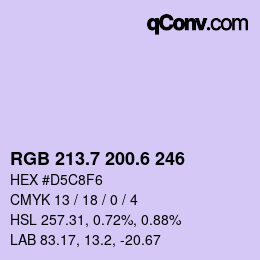 カラーコード: RGB 213.7 200.6 246 | qconv.com