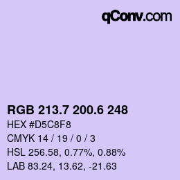 カラーコード: RGB 213.7 200.6 248 | qconv.com