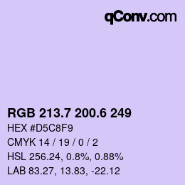 カラーコード: RGB 213.7 200.6 249 | qconv.com