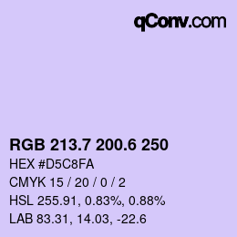 カラーコード: RGB 213.7 200.6 250 | qconv.com