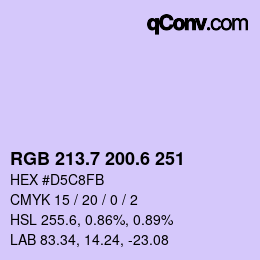 カラーコード: RGB 213.7 200.6 251 | qconv.com