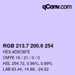 カラーコード: RGB 213.7 200.6 254 | qconv.com