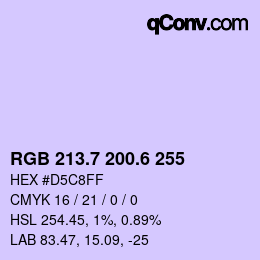 カラーコード: RGB 213.7 200.6 255 | qconv.com