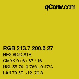 カラーコード: RGB 213.7 200.6 27 | qconv.com