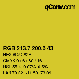 カラーコード: RGB 213.7 200.6 43 | qconv.com