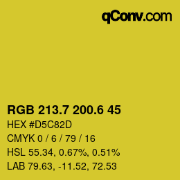 カラーコード: RGB 213.7 200.6 45 | qconv.com