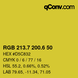 カラーコード: RGB 213.7 200.6 50 | qconv.com
