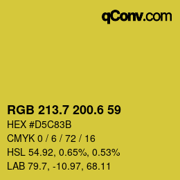 カラーコード: RGB 213.7 200.6 59 | qconv.com