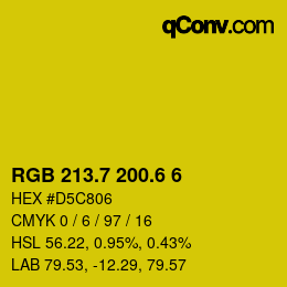 カラーコード: RGB 213.7 200.6 6 | qconv.com