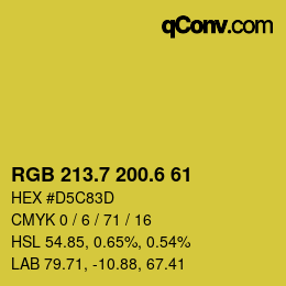 カラーコード: RGB 213.7 200.6 61 | qconv.com