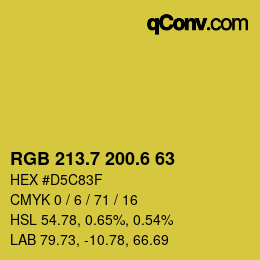 カラーコード: RGB 213.7 200.6 63 | qconv.com