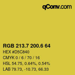カラーコード: RGB 213.7 200.6 64 | qconv.com
