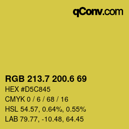 カラーコード: RGB 213.7 200.6 69 | qconv.com