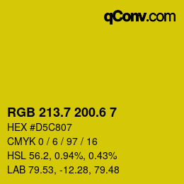 カラーコード: RGB 213.7 200.6 7 | qconv.com