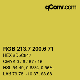 カラーコード: RGB 213.7 200.6 71 | qconv.com