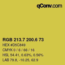 カラーコード: RGB 213.7 200.6 73 | qconv.com