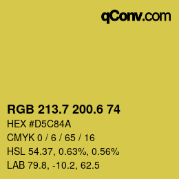 カラーコード: RGB 213.7 200.6 74 | qconv.com