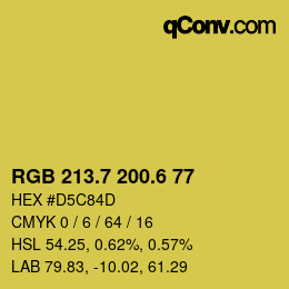 カラーコード: RGB 213.7 200.6 77 | qconv.com