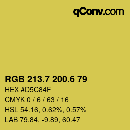 カラーコード: RGB 213.7 200.6 79 | qconv.com