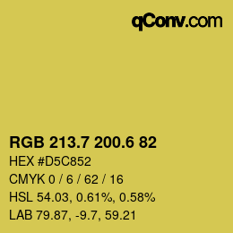 カラーコード: RGB 213.7 200.6 82 | qconv.com