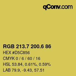 カラーコード: RGB 213.7 200.6 86 | qconv.com