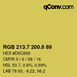 カラーコード: RGB 213.7 200.6 89 | qconv.com