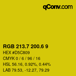 カラーコード: RGB 213.7 200.6 9 | qconv.com