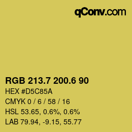 カラーコード: RGB 213.7 200.6 90 | qconv.com