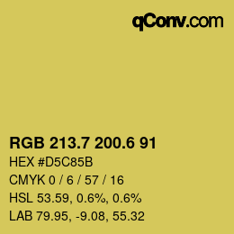 カラーコード: RGB 213.7 200.6 91 | qconv.com