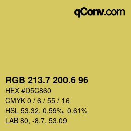 カラーコード: RGB 213.7 200.6 96 | qconv.com